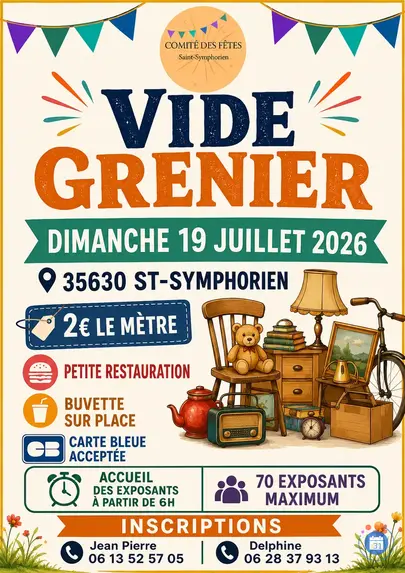 Affiche Vide-grenier de Saint-Symphorien - Comité des Fêtes - Ille-et-Vilaine