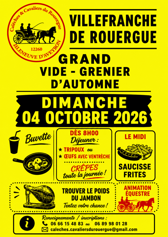 Affiche Vide-grenier d'automne des Calèches et Cavaliers du Rouergue