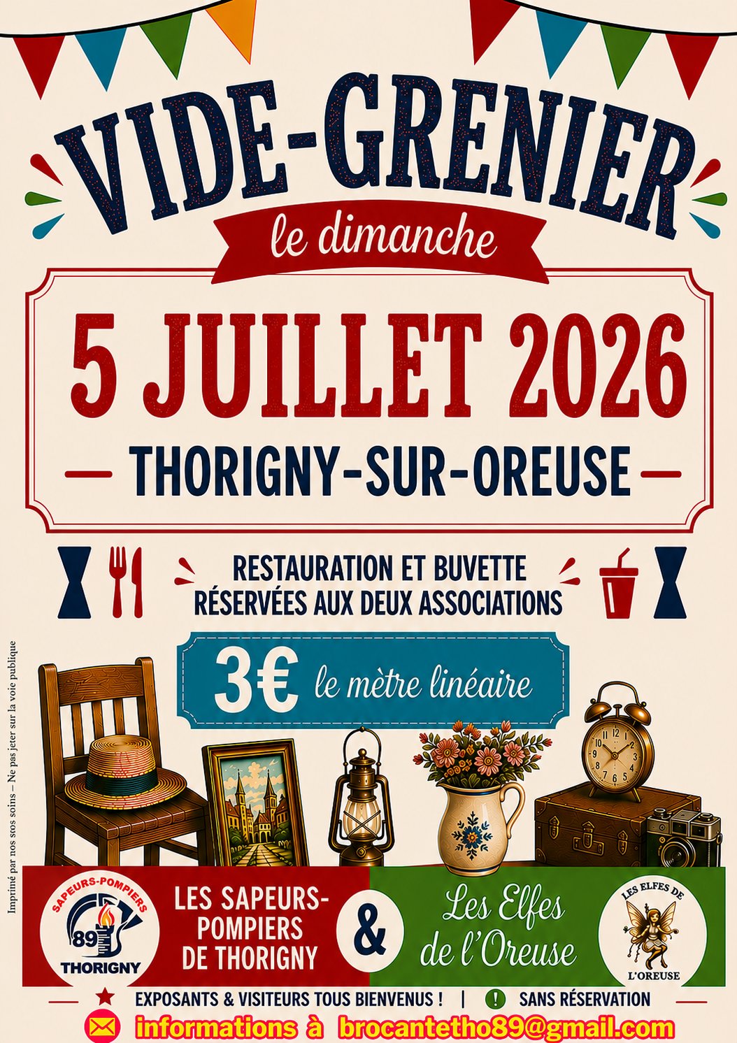 Affiche Vide-grenier Thorigny-sur-Oreuse dimanche 5 juillet 2026 (89260)