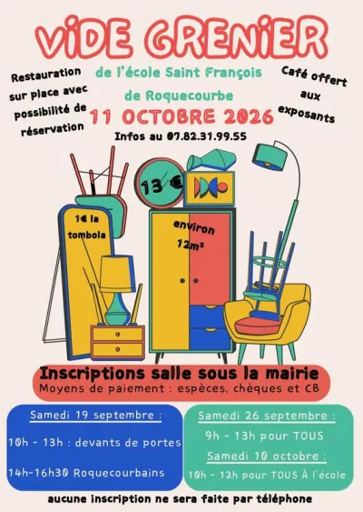 Affiche Vide-grenier de l'école Saint François à Roquecourbe