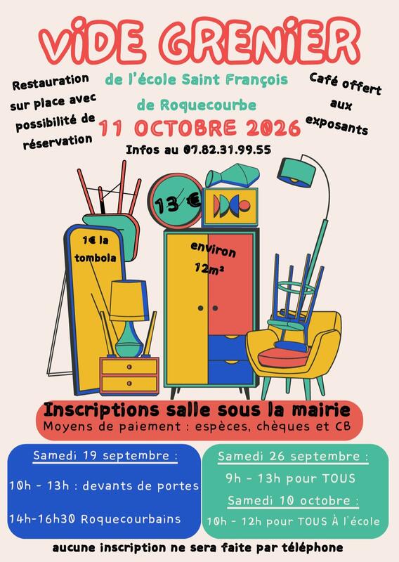 Affiche Vide-grenier de l'école Saint François à Roquecourbe