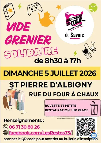 Affiche Vide-grenier solidaire Saint-Pierre-d'Albigny dimanche 5 juillet 2026 (73250)