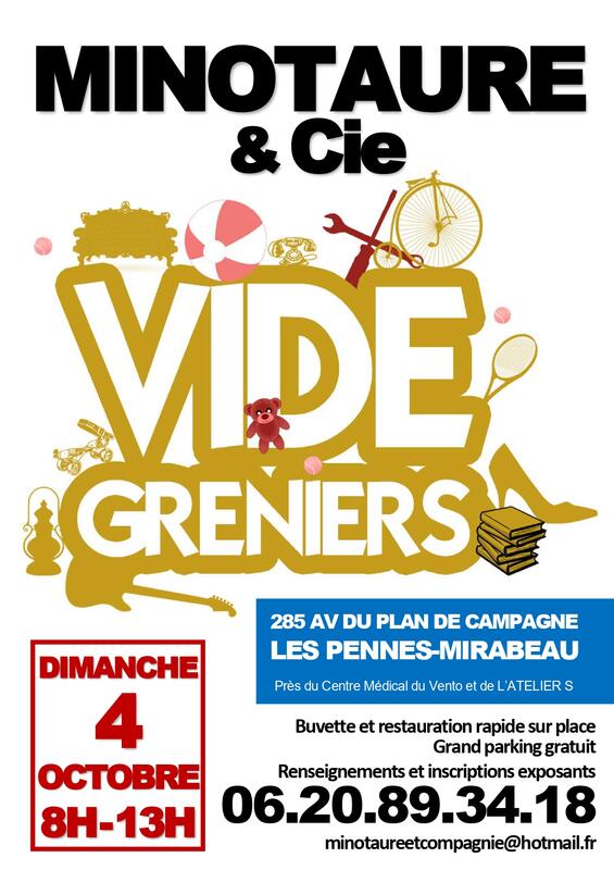Affiche Vide-greniers de Minotaure et Cie aux Pennes-Mirabeau