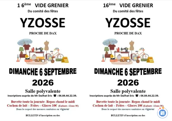 Affiche Vide-grenier Yzosse dimanche 6 septembre 2026 (40180)