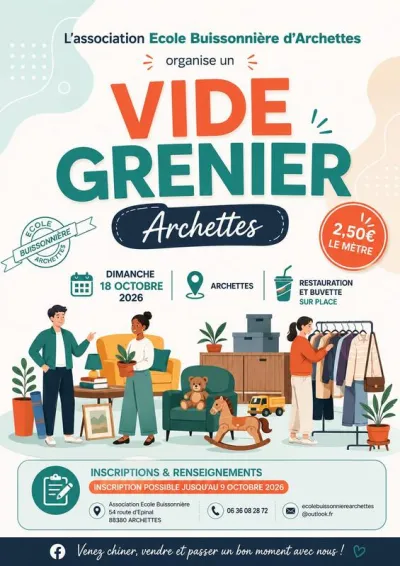 Affiche Vide-grenier de l'Ecole Buissonnière à Archettes
