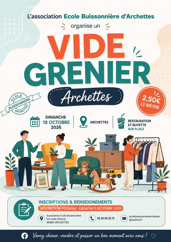 Affiche Vide-grenier de l'Ecole Buissonnière à Archettes
