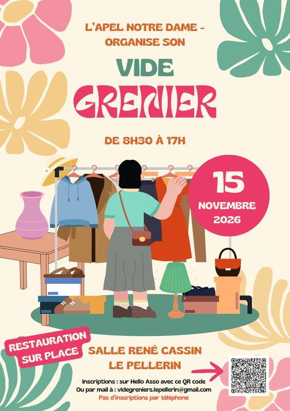 Affiche Vide-grenier de l'APEL Notre-Dame au Pellerin