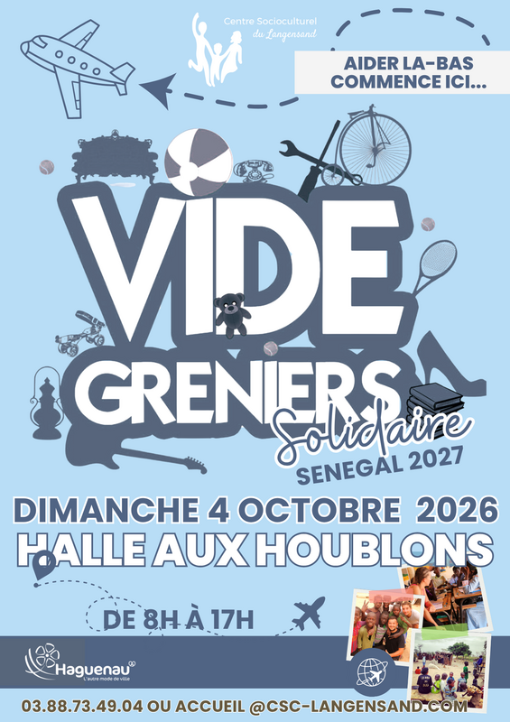 Affiche Vide-greniers solidaire du Centre socioculturel du Langensand à Haguenau