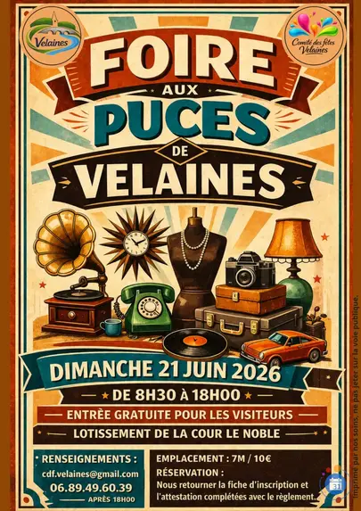 Affiche Foire aux puces Velaines dimanche 21 juin 2026 (55500)