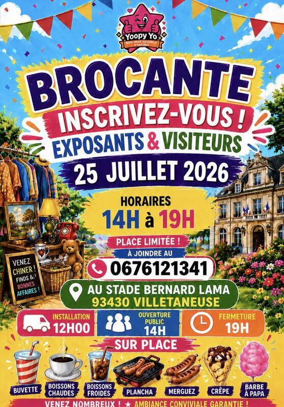 Affiche Brocante Villetaneuse samedi 25 juillet 2026 (93430)