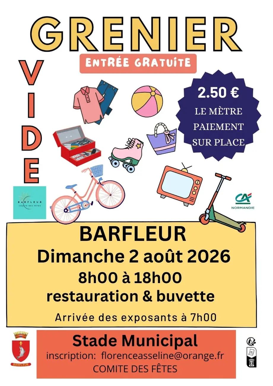 Affiche Vide-grenier Barfleur dimanche 2 août 2026 (50760 Manche)