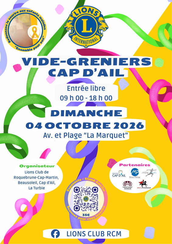 Affiche Vide-greniers du Lions Club à Cap-d'Ail