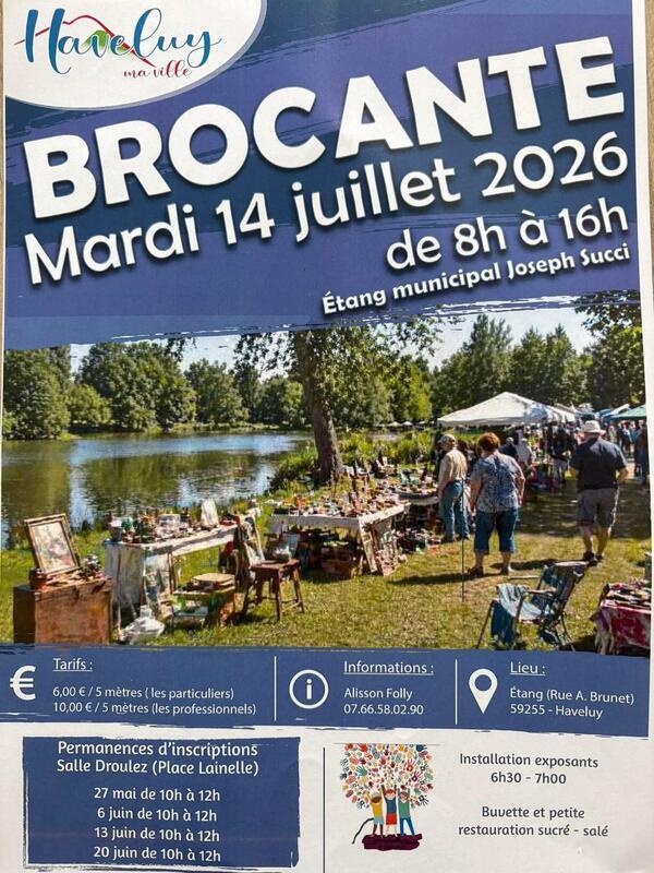 Affiche Brocante Haveluy mardi 14 juillet 2026 (59255)