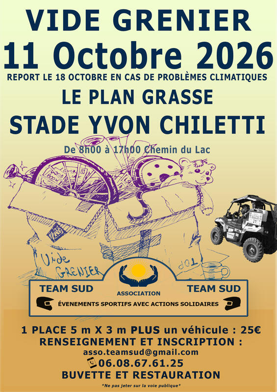 Affiche Vide-grenier de Team Sud au Plan de Grasse