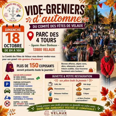 Affiche Vide-greniers d'automne du Comité des fêtes de Velaux