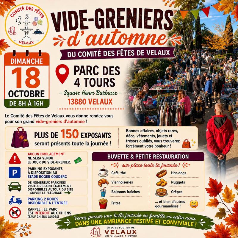 Affiche Vide-greniers d'automne du Comité des fêtes de Velaux