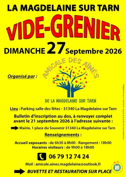 Affiche Vide-grenier de l'Amicale des Aînés - La Magdelaine-sur-Tarn - Haute-Garonne