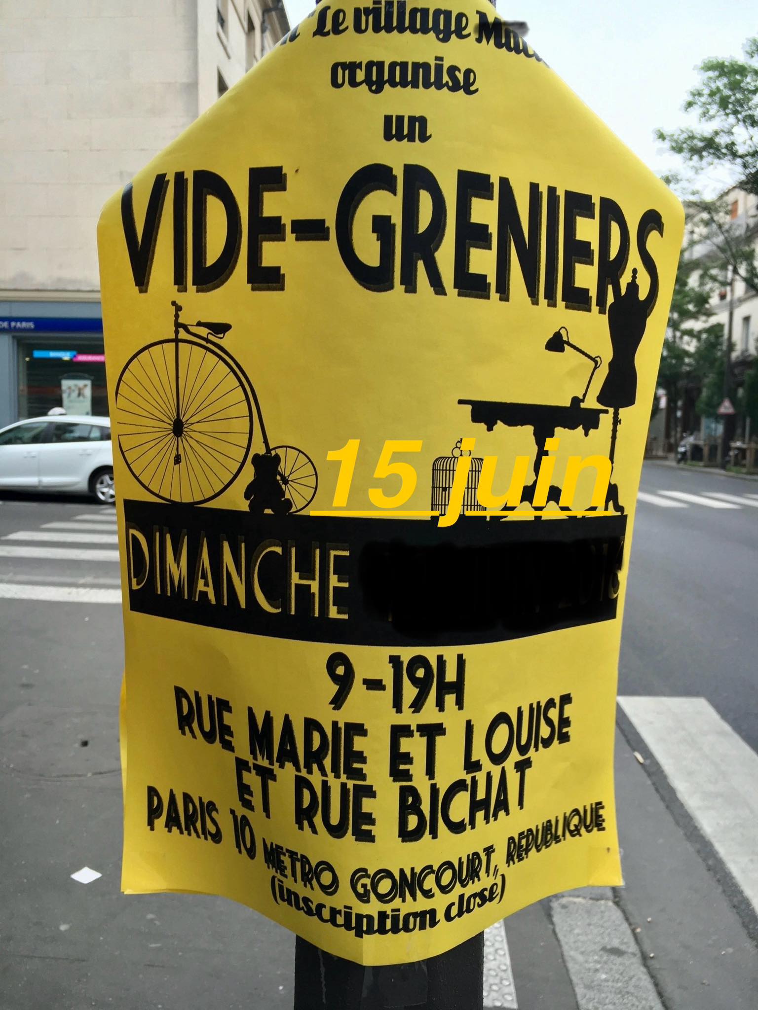 Affiche Vide grenier du Village Marie et Louise