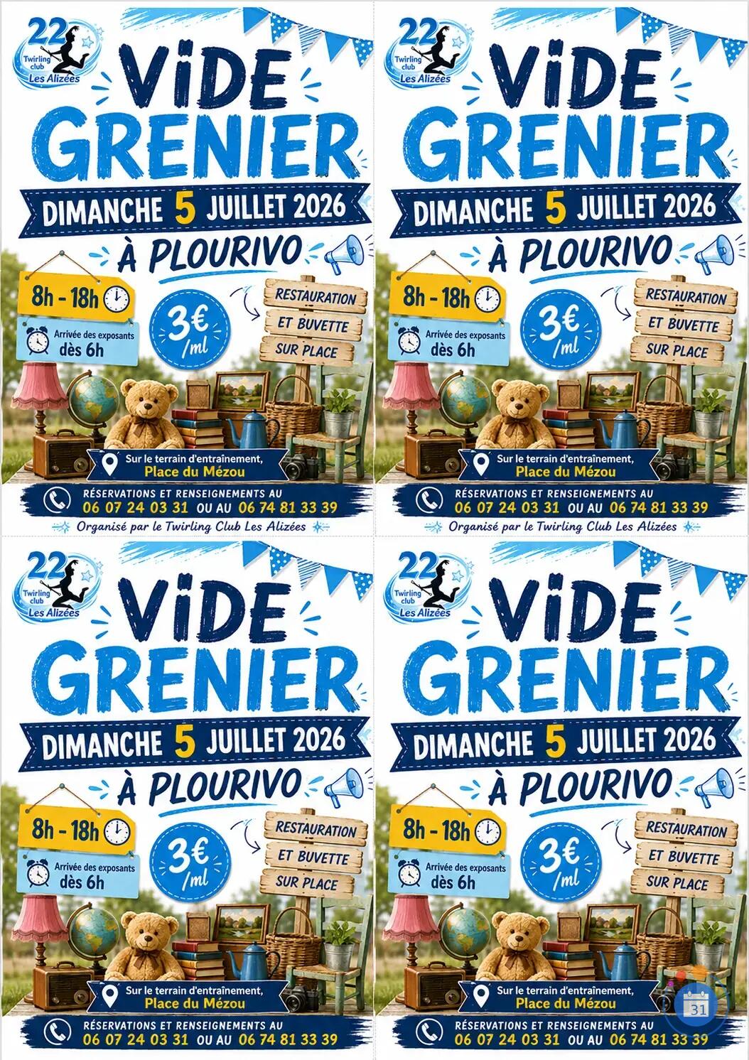 Affiche Vide-grenier Plourivo dimanche 5 juillet 2026 (22860)