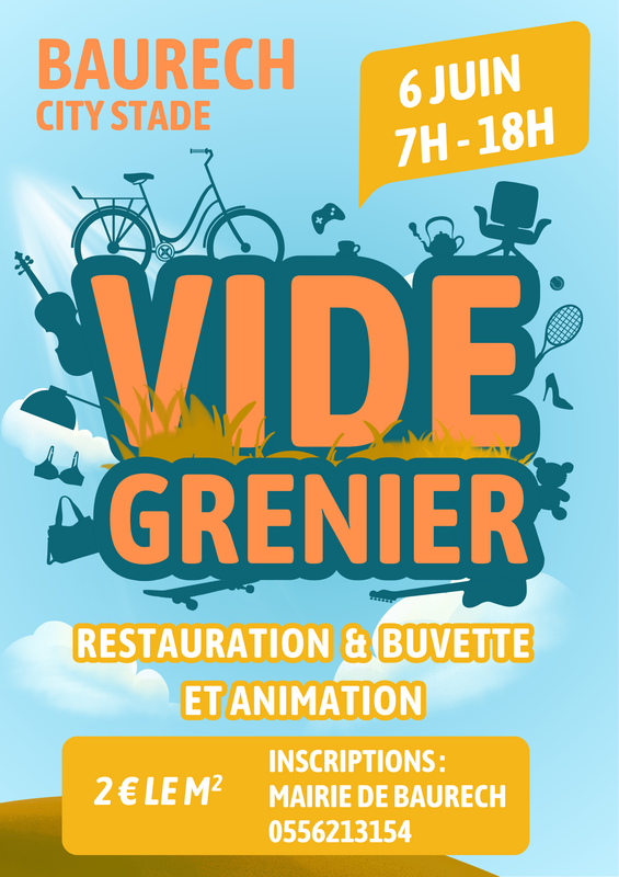 Affiche Vide-Grenier - Mairie de Baurech - Gironde