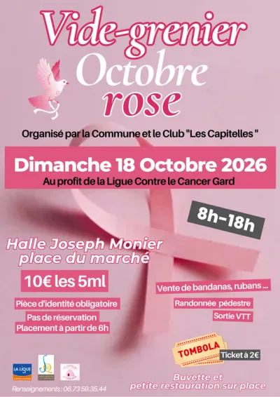 Affiche Vide-grenier Octobre Rose à Saint-Quentin-la-Poterie