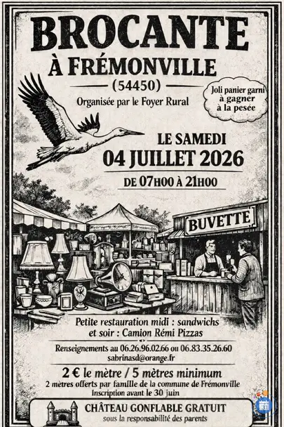 Affiche Brocante Frémonville samedi 4 juillet 2026 (54450)