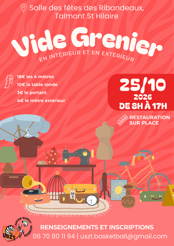 Affiche Vide-grenier de l'USZT Basket à Talmont-Saint-Hilaire