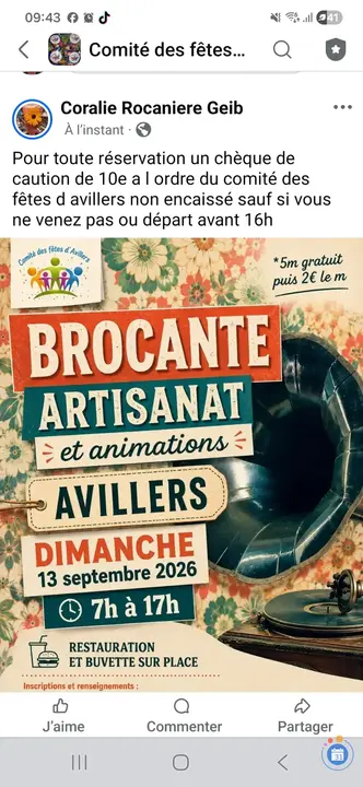 Affiche Brocante Avillers dimanche 13 septembre 2026 (54490)