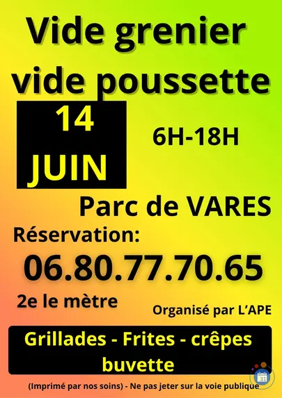 Affiche Vide-grenier et vide-poussette Varès dimanche 14 juin 2026 (47400)