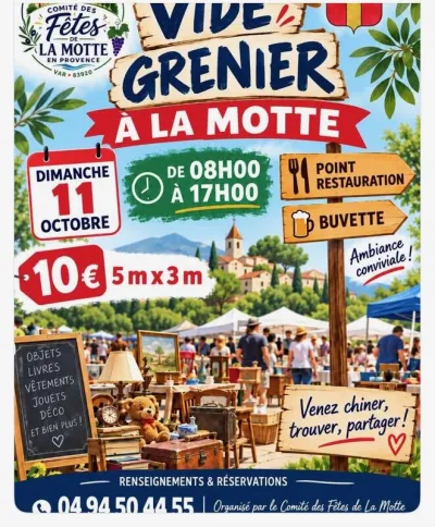 Affiche Vide-grenier du comité des fêtes de La Motte