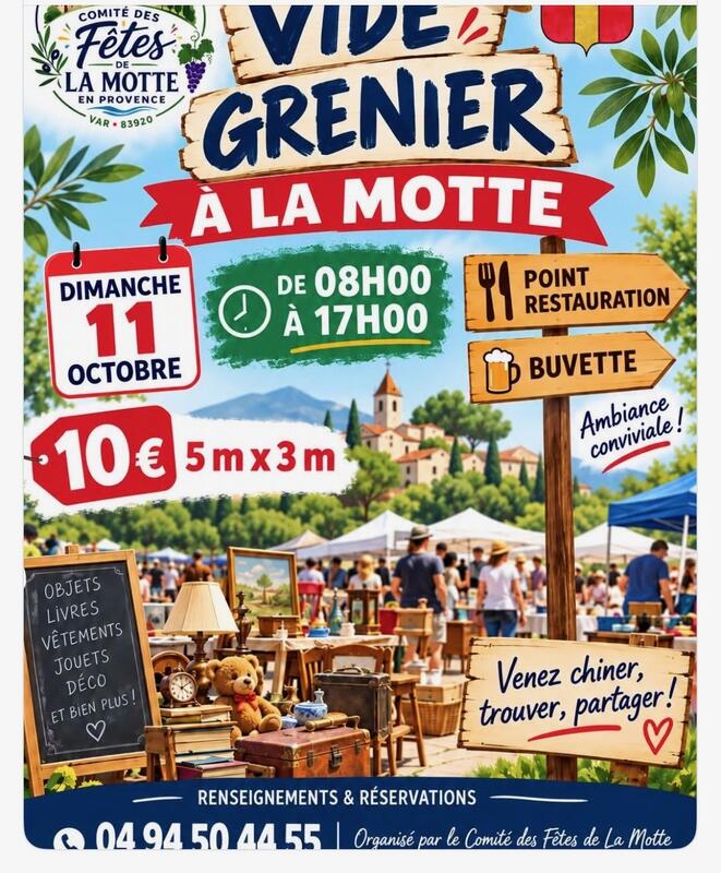 Affiche Vide-grenier du comité des fêtes de La Motte
