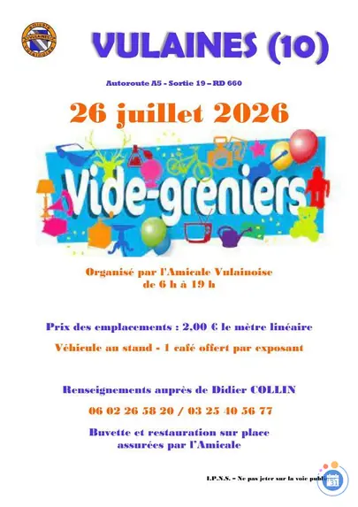Affiche Vide-grenier Vulaines dimanche 26 juillet 2026 (10160)