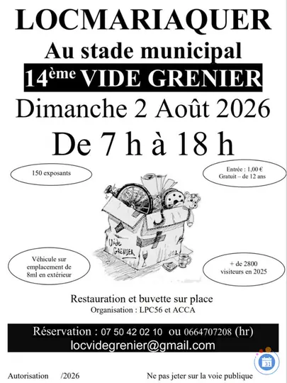Affiche Vide-grenier Locmariaquer dimanche 2 août 2026 (56740)