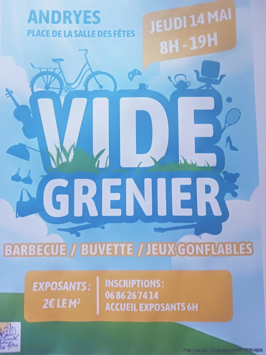 Affiche Vide-grenier Andryes jeudi 14 mai 2026 (89480 Yonne)