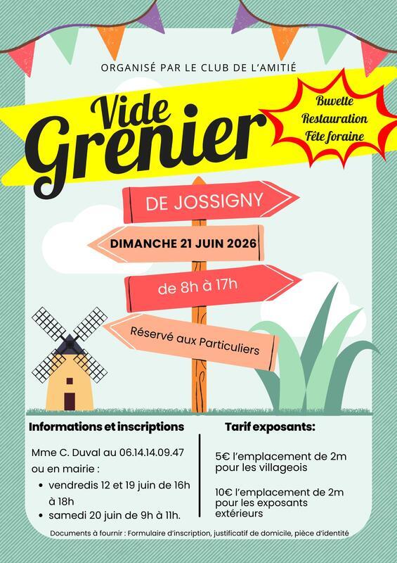 Affiche Vide-grenier de Jossigny dimanche 21 juin 2026 (77600)