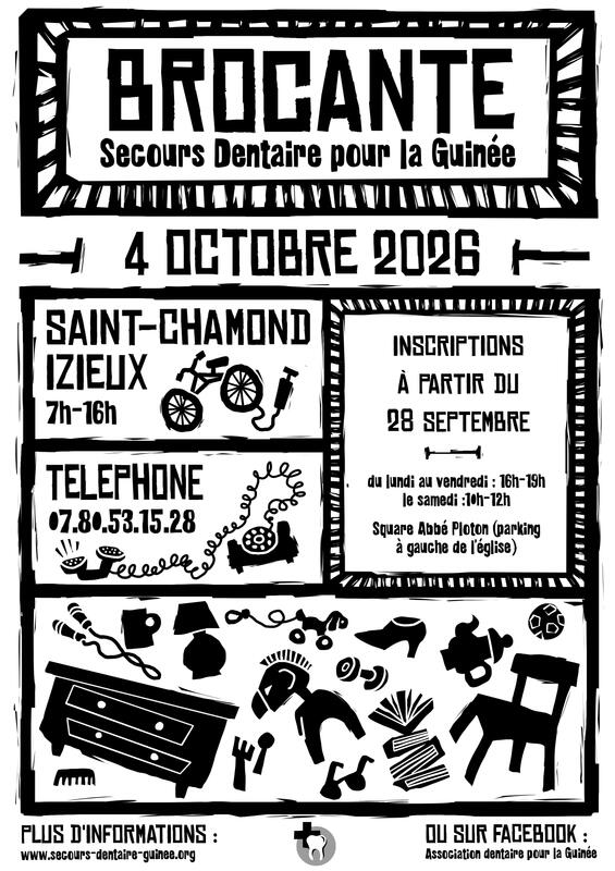 Affiche Brocante du Secours Dentaire pour la Guinée à Saint-Chamond
