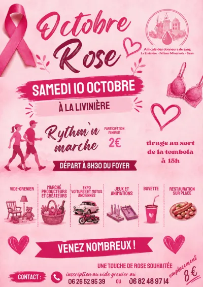Affiche Vide-grenier Octobre rose à La Livinière