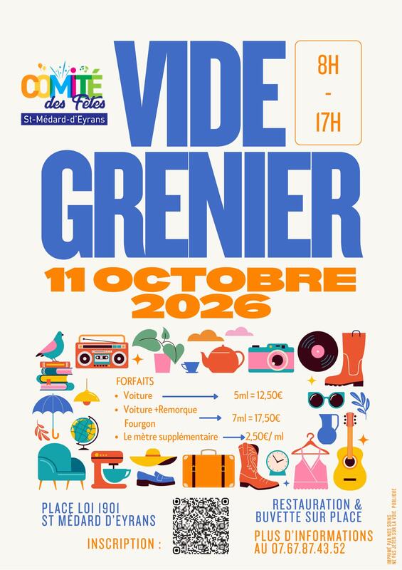 Affiche Vide-grenier du Comité des Fêtes à Saint-Médard-d'Eyrans
