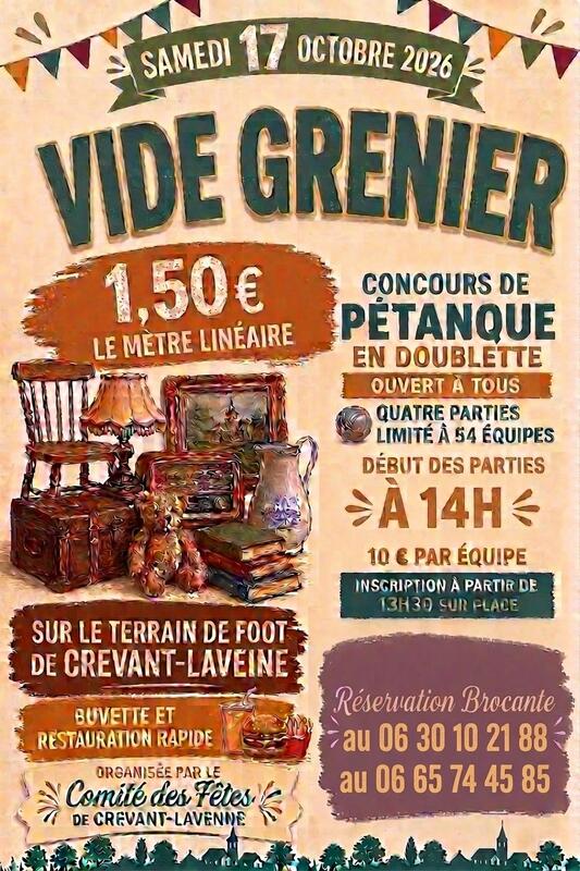 Affiche Vide-grenier du Comité des Fêtes de Crevant-Laveine