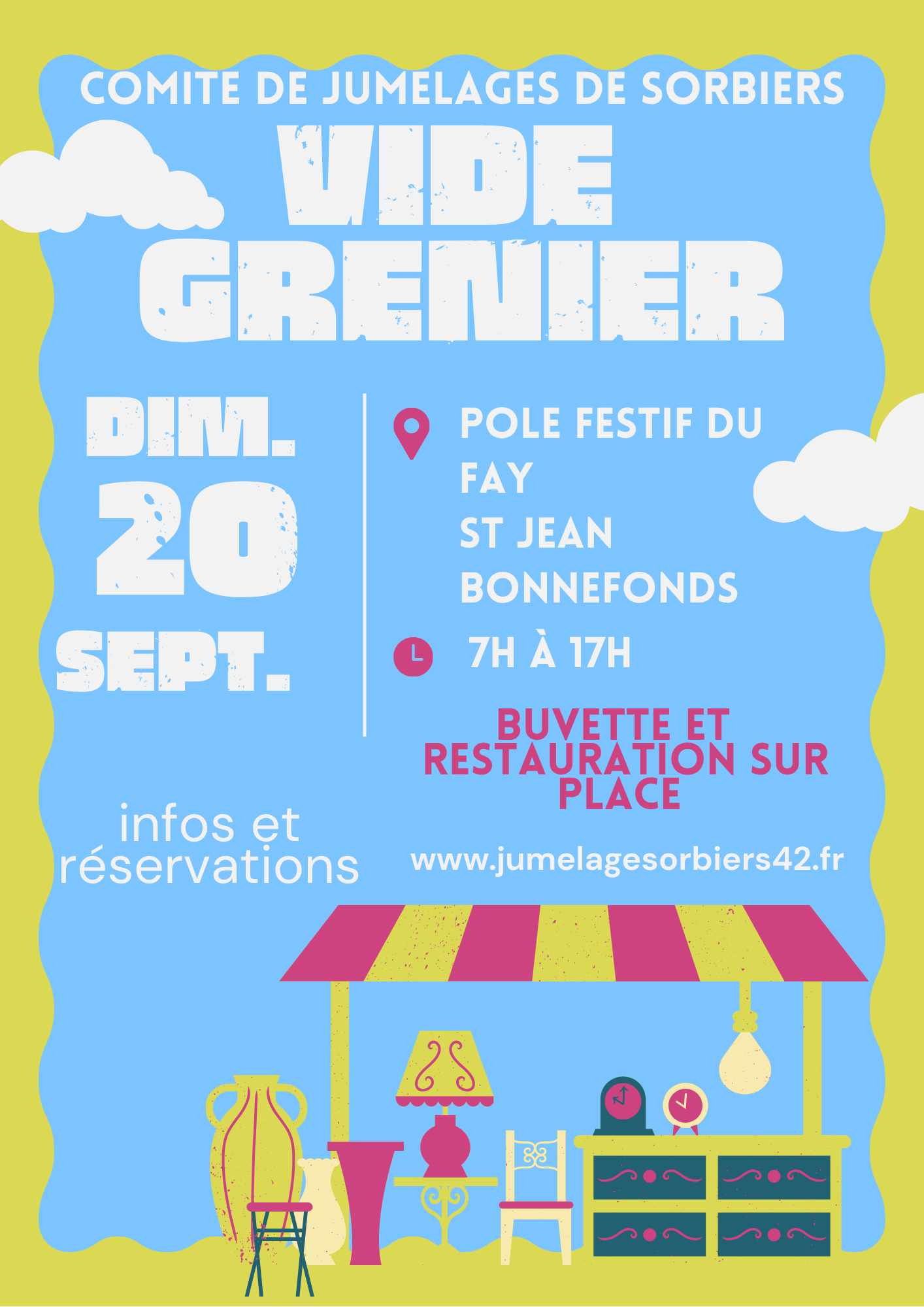 Affiche Vide-Grenier - Comité de Jumelages de Sorbiers - Saint-Jean-Bonnefonds