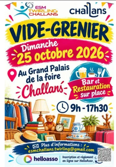 Affiche Vide-grenier de l'ESM Twirling au Grand Palais de la foire à Challans