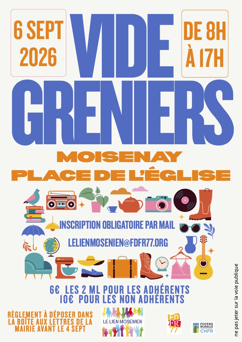 Affiche Vide-greniers Moisenay dimanche 6 septembre 2026 (77950)