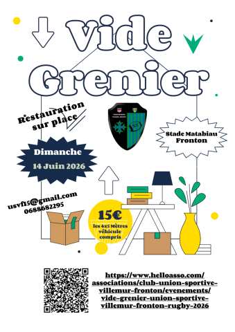 Affiche Vide-grenier USVF Rugby - Stade Matabiau - Fronton