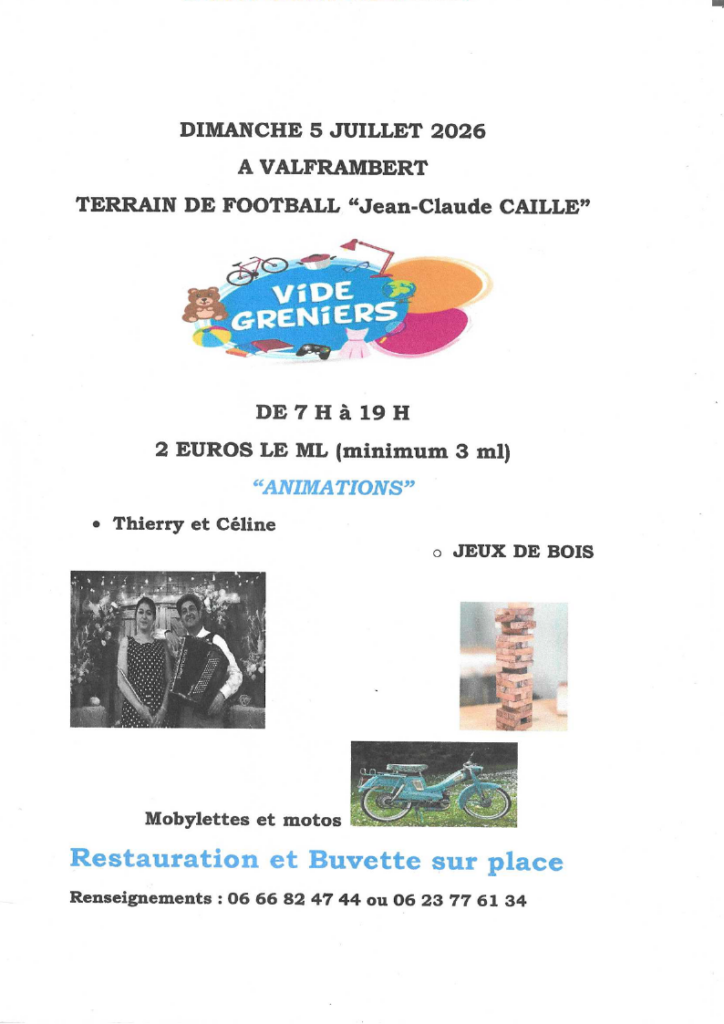 Affiche Vide-greniers Valframbert dimanche 5 juillet 2026 (61250 Orne)