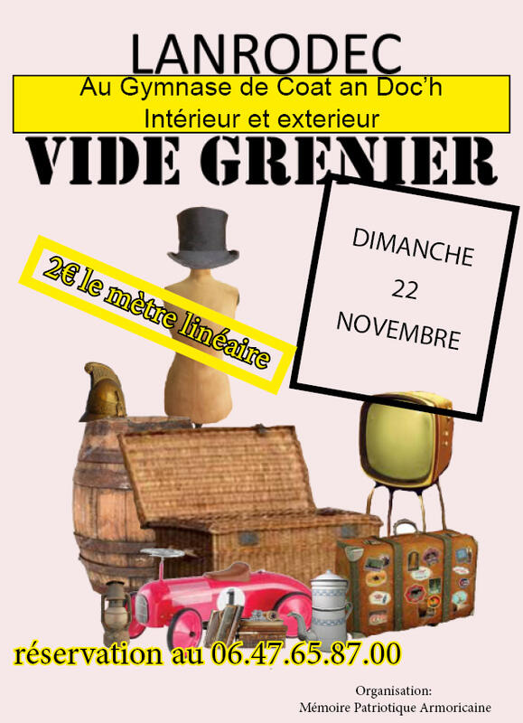 Affiche Vide-grenier de la Mémoire Patriotique Armoricaine à Lanrodec