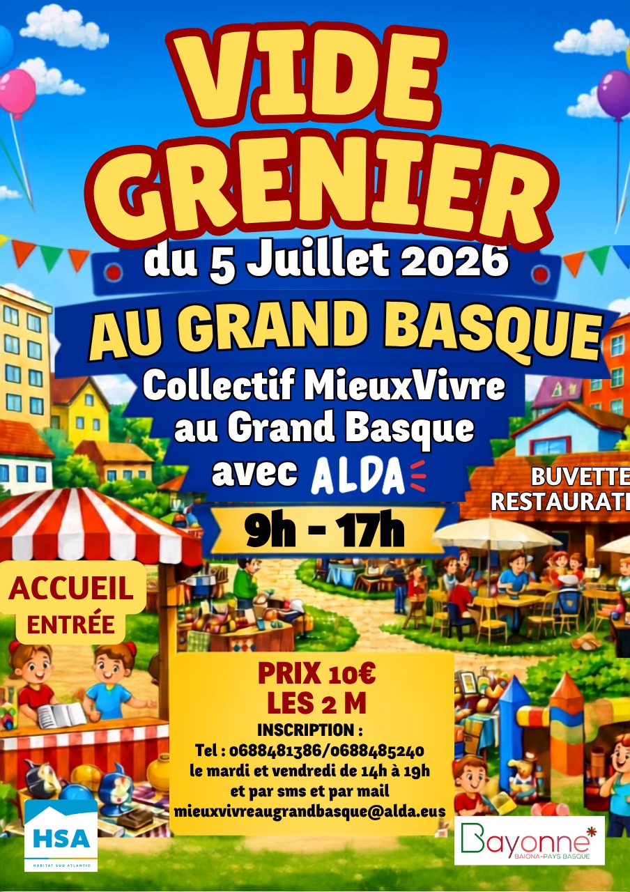 Affiche Vide-grenier au Grand Basque Bayonne dimanche 5 juillet 2026 (64100)