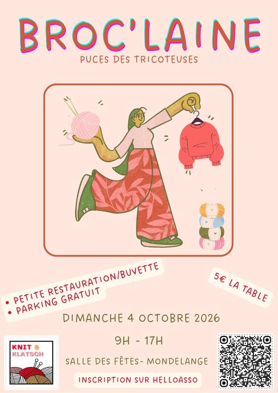 Affiche Broc'laine, puces des tricoteuses de Knit & Klatsch à Mondelange