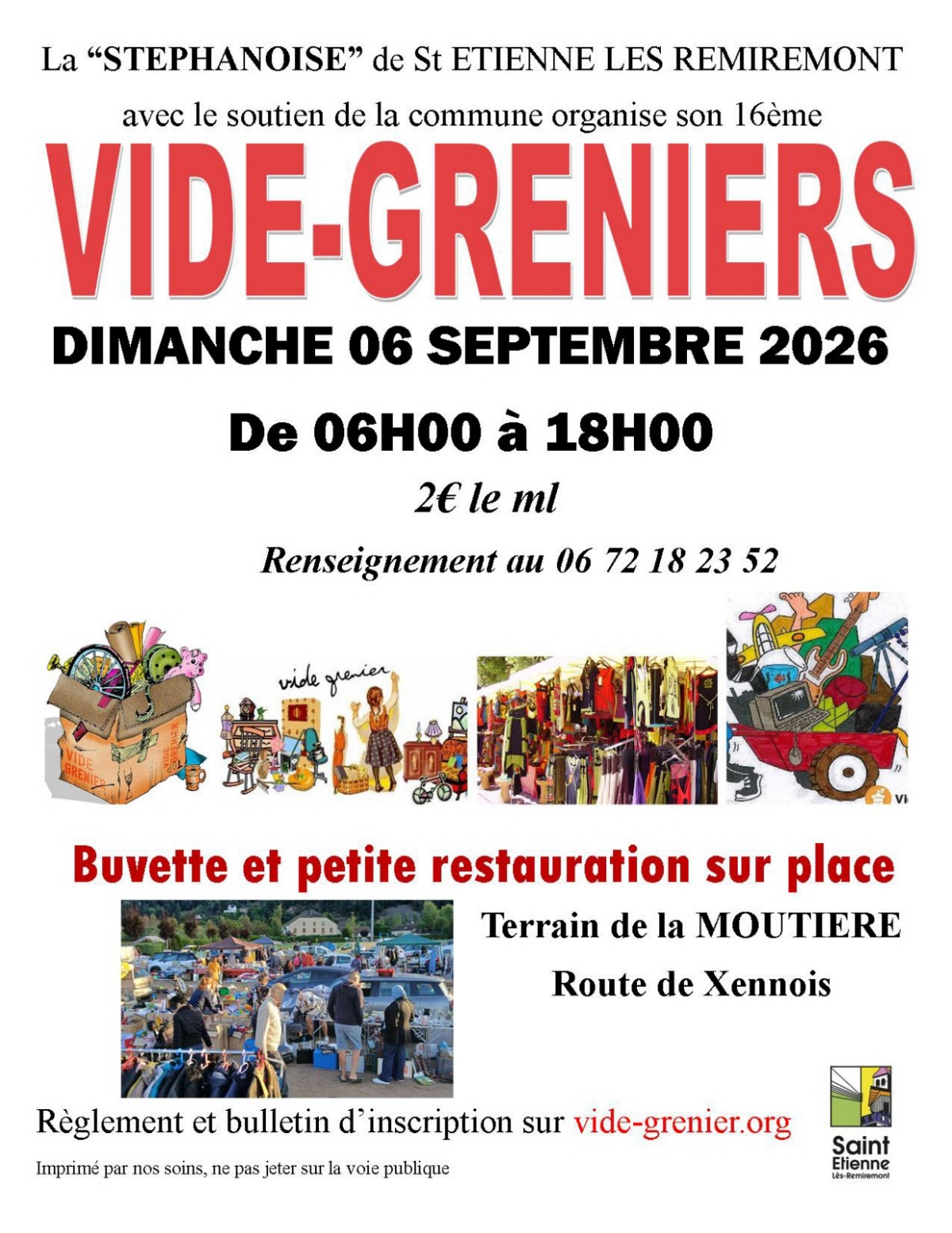 Affiche Vide-grenier Saint-Étienne-lès-Remiremont dimanche 6 septembre 2026 (88200)