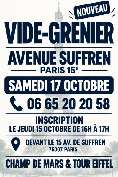 Affiche Vide-grenier de l'avenue de Suffren à Paris 15e