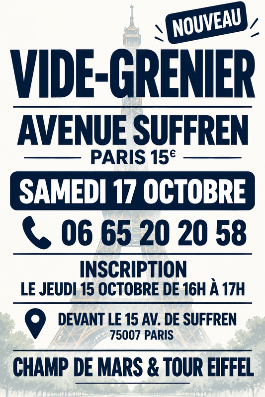 Affiche Vide-grenier de l'avenue de Suffren à Paris 15e